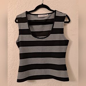 Anthropologie Bishop & Young Women's Black & White Striped Crewneck Tank Top
